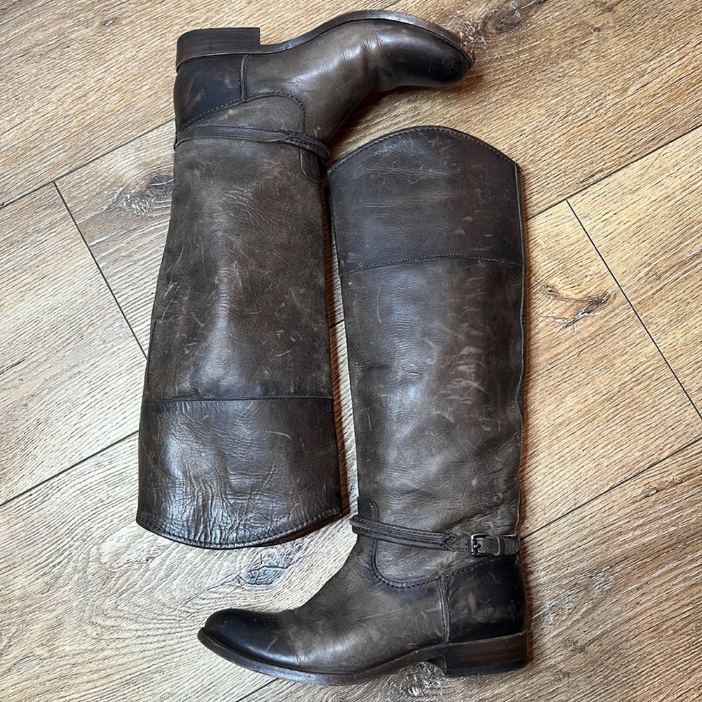 Frye Melissa Seam Tall Boots in Brown Leather Size 6B